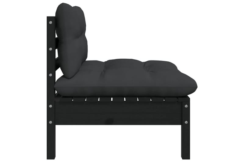 2-personers havesofa med hynder massivt fyrretræ sort - Sort - Havemøbler - Loungemøbler - Loungesofaer