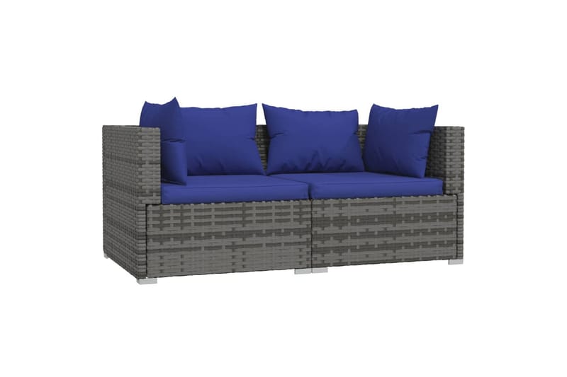 2-personers sofa med hynder polyrattan grå - Grå - Havemøbler - Loungemøbler - Loungesofaer