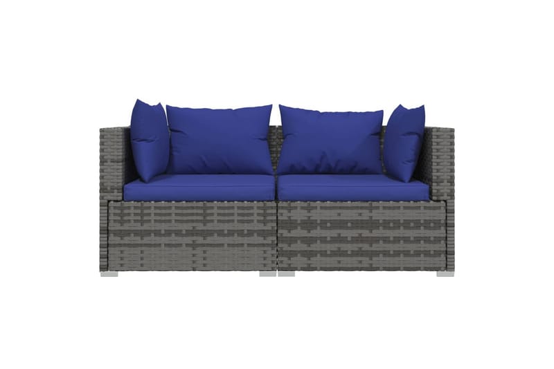 2-personers sofa med hynder polyrattan grå - Grå - Havemøbler - Loungemøbler - Loungesofaer