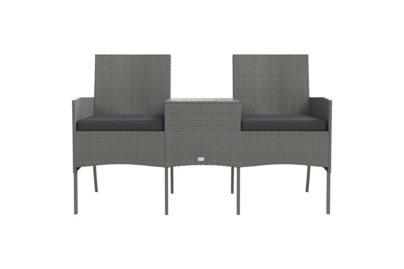 2-personers havestol med tebord polyrattan antracitgrå - Antracit - Havemøbler - Loungemøbler - Loungesofaer