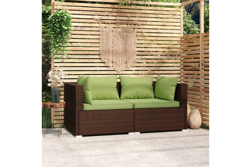 2-personers sofa med hynder polyrattan brun - Brun - Havemøbler - Loungemøbler - Loungesofaer