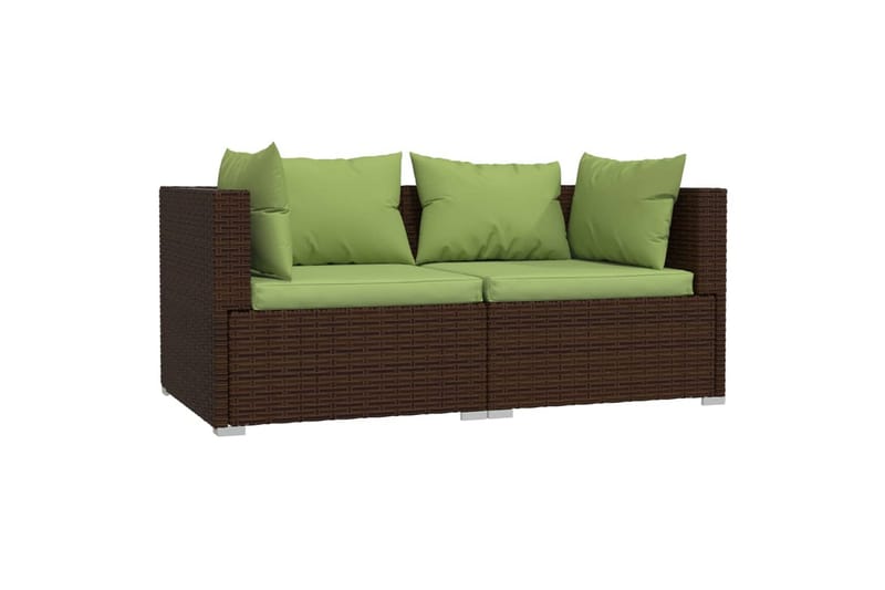 2-personers sofa med hynder polyrattan brun - Brun - Havemøbler - Loungemøbler - Loungesofaer