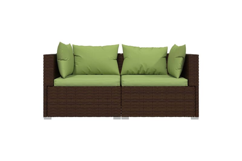 2-personers sofa med hynder polyrattan brun - Brun - Havemøbler - Loungemøbler - Loungesofaer
