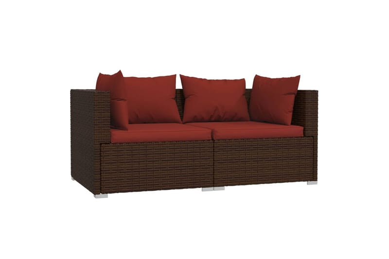 2-personers sofa med hynder polyrattan brun - Brun - Havemøbler - Loungemøbler - Loungesofaer