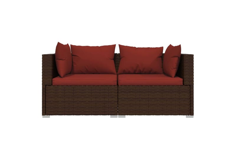 2-personers sofa med hynder polyrattan brun - Brun - Havemøbler - Loungemøbler - Loungesofaer