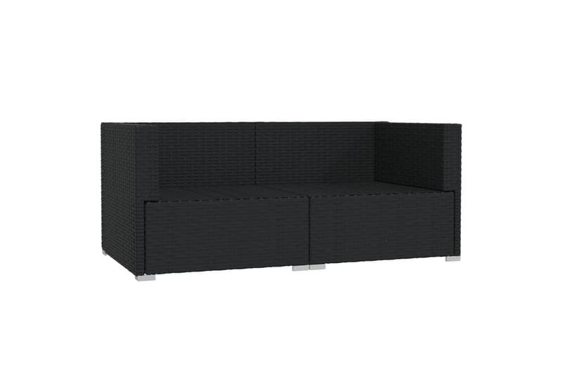 2-personers sofa med hynder polyrattan sort - Sort - Havemøbler - Loungemøbler - Loungesofaer