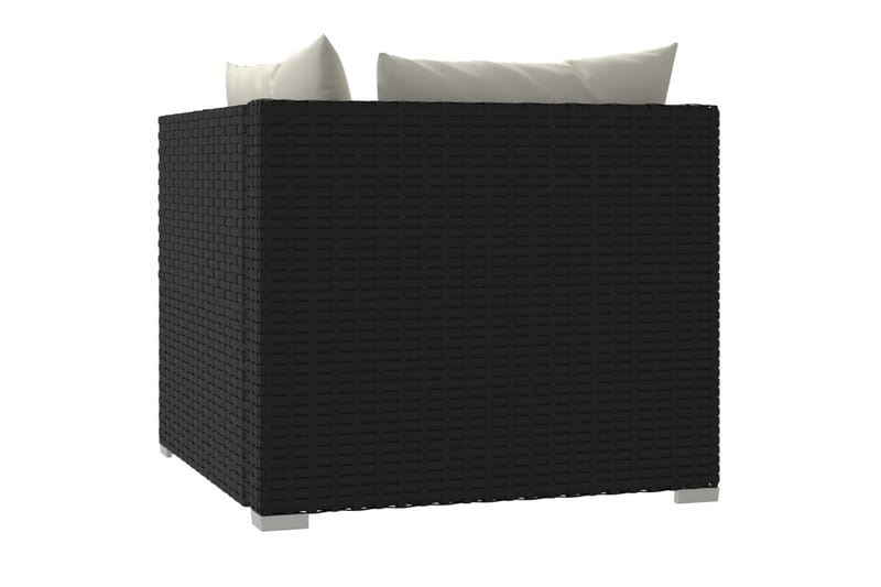 2-personers sofa med hynder polyrattan sort - Sort - Havemøbler - Loungemøbler - Loungesofaer