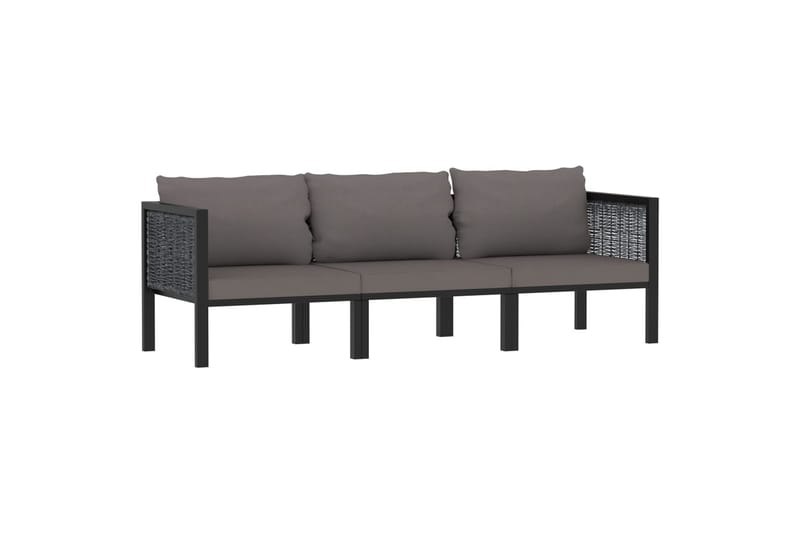 3-Personers Sofa Med Hynder Polyrattan Antracitgrå - Havemøbler - Loungemøbler - Loungesofaer