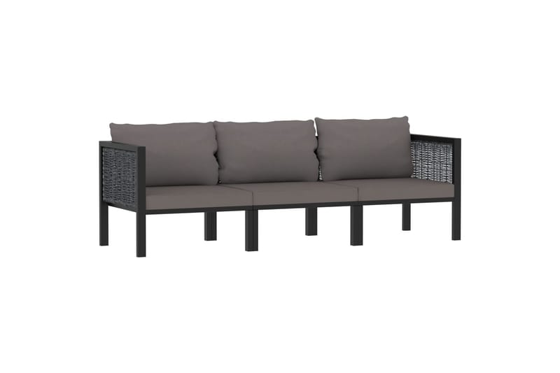 3-Personers Sofa Med Hynder Polyrattan Antracitgrå - Loungesofaer - Havesofaer & bænke