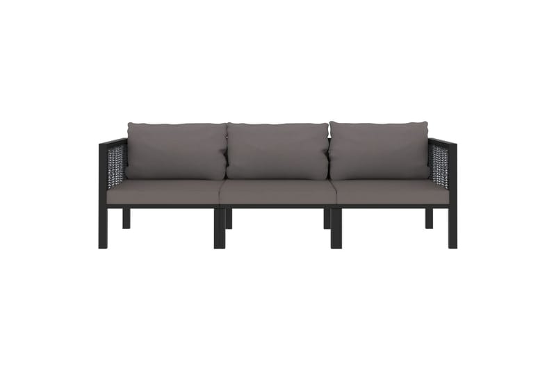 3-Personers Sofa Med Hynder Polyrattan Antracitgrå - Havemøbler - Loungemøbler - Loungesofaer