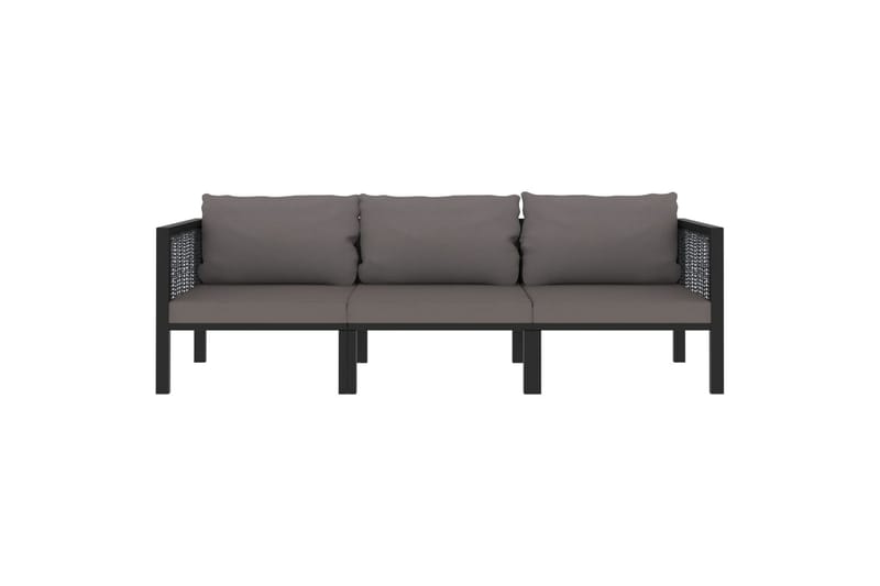 3-Personers Sofa Med Hynder Polyrattan Antracitgrå - Loungesofaer - Havesofaer & bænke