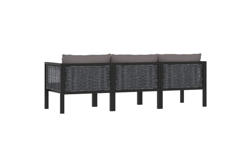 3-Personers Sofa Med Hynder Polyrattan Antracitgrå - Havemøbler - Loungemøbler - Loungesofaer