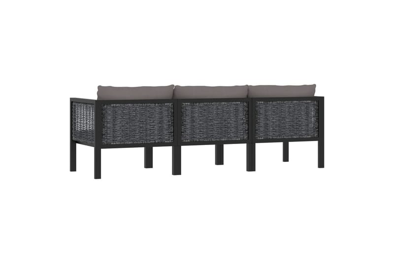 3-Personers Sofa Med Hynder Polyrattan Antracitgrå - Loungesofaer - Havesofaer & bænke