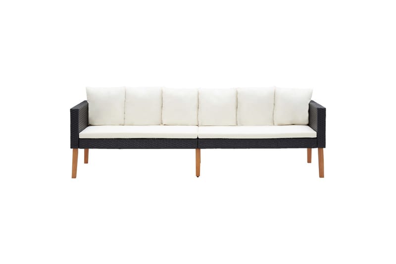 3-personers havesofa med hynder polyrattan sort - Sort - Havemøbler - Loungemøbler - Loungesofaer