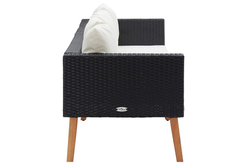 3-personers havesofa med hynder polyrattan sort - Sort - Havemøbler - Loungemøbler - Loungesofaer
