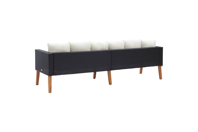 3-personers havesofa med hynder polyrattan sort - Sort - Havemøbler - Loungemøbler - Loungesofaer