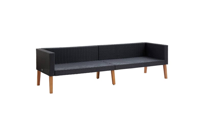 3-personers havesofa med hynder polyrattan sort - Sort - Havemøbler - Loungemøbler - Loungesofaer
