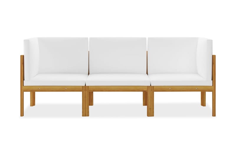3-Personers Havesofa Med Hynder massivt Akacietræ - Brun - Havemøbler - Loungemøbler - Loungesofaer