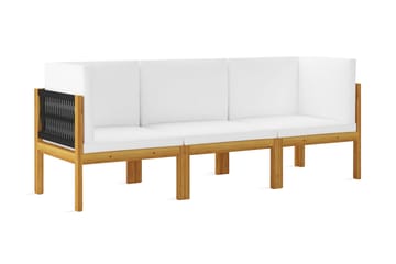 3-Personers Havesofa Med Hynder massivt Akacietræ - Brun - Havemøbler - Loungemøbler - Loungesofaer