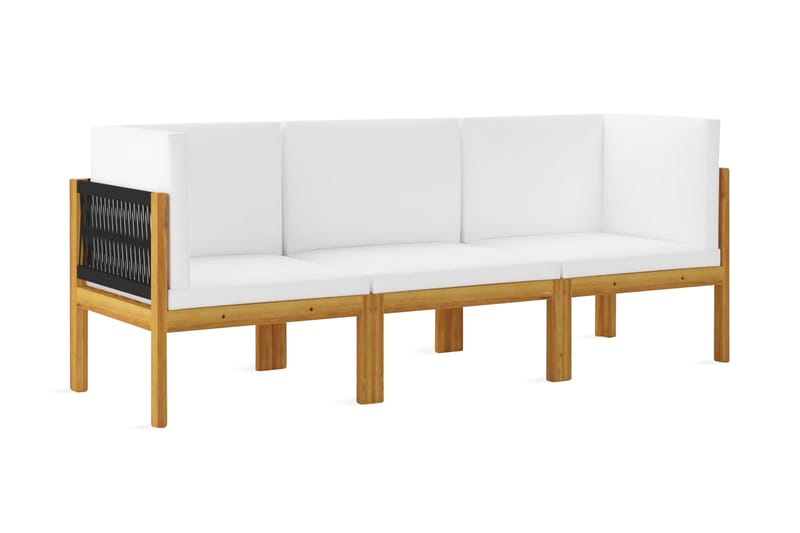 3-Personers Havesofa Med Hynder massivt Akacietræ - Brun - Havemøbler - Loungemøbler - Loungesofaer