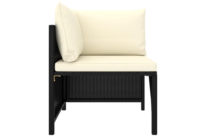 3-personers havesofa med hynder polyrattan sort - Havemøbler - Loungemøbler - Loungesofaer