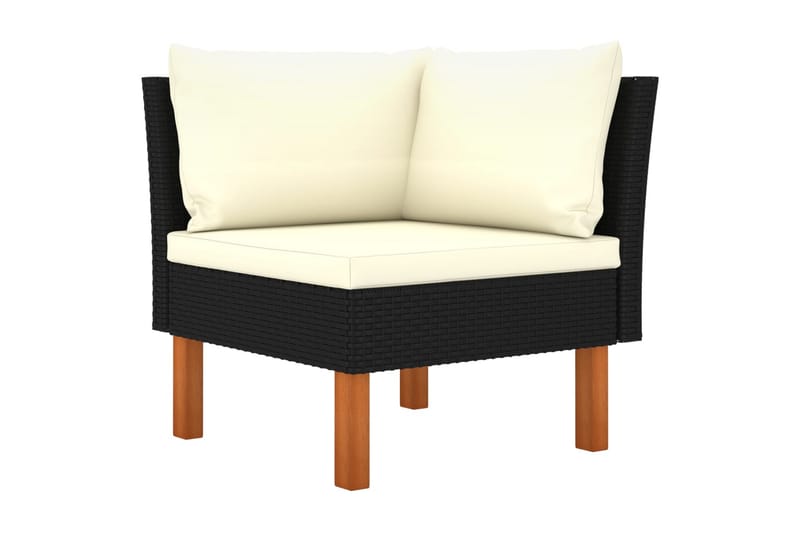 3-personers havesofa med hynder polyrattan sort - Havemøbler - Loungemøbler - Loungesofaer