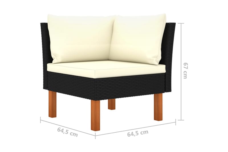 3-personers havesofa med hynder polyrattan sort - Havemøbler - Loungemøbler - Loungesofaer