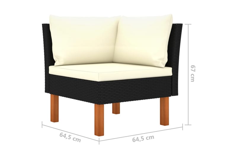 3-personers havesofa med hynder polyrattan sort - Loungesofaer - Havesofaer & bænke