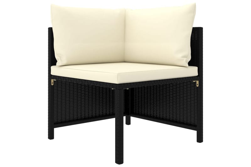 3-personers havesofa med hynder polyrattan sort - Havemøbler - Loungemøbler - Loungesofaer