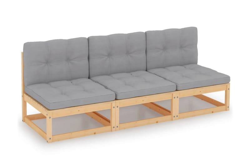 3-personers sofa med hynder massivt fyrretræ - Brun - Havemøbler - Loungemøbler - Loungesofaer