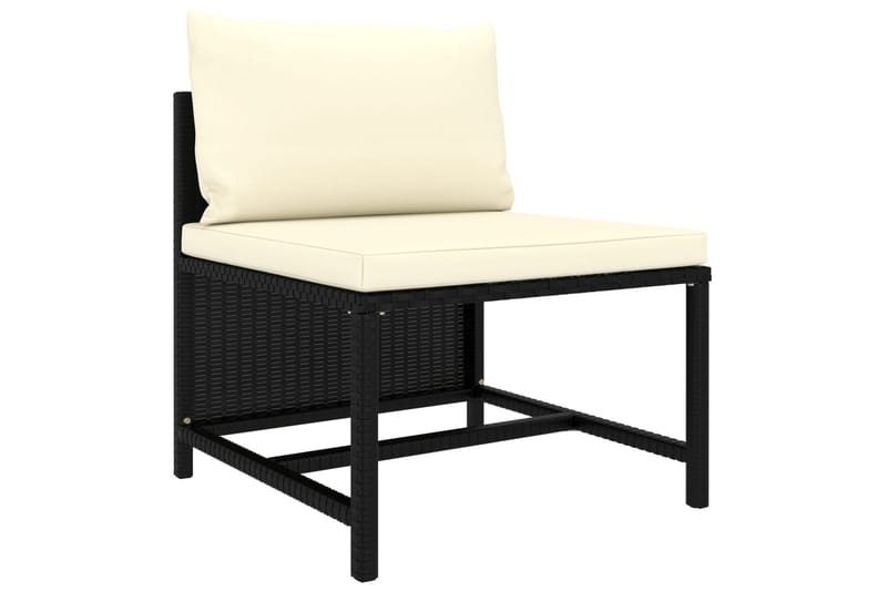3-personers havesofa med hynder polyrattan sort - Havemøbler - Loungemøbler - Loungesofaer