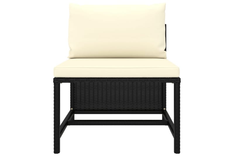 3-personers havesofa med hynder polyrattan sort - Havemøbler - Loungemøbler - Loungesofaer