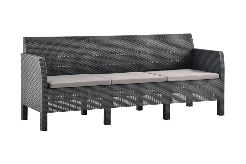 3-pers. havesofa med hynder PP antracitgrå - Antracit - Havemøbler - Loungemøbler - Loungesofaer