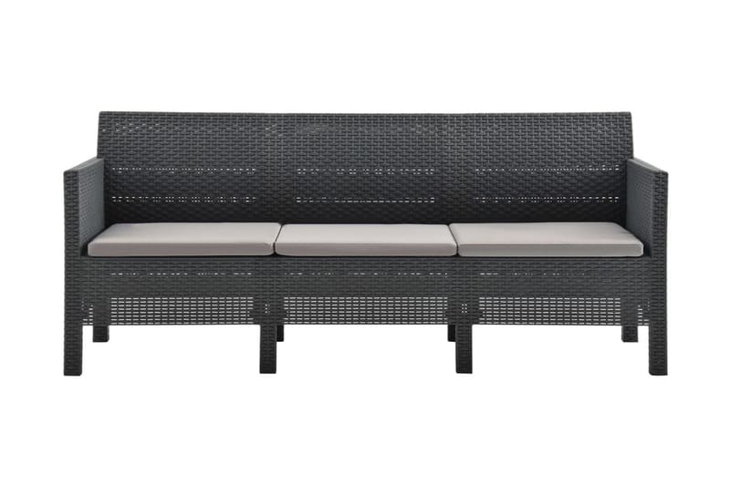 3-pers. havesofa med hynder PP antracitgrå - Antracit - Havemøbler - Loungemøbler - Loungesofaer