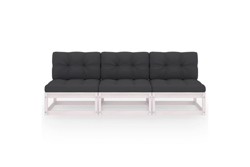 3-personers sofa med hynder massivt fyrretræ - Hvid - Loungesofaer - Havesofaer & bænke