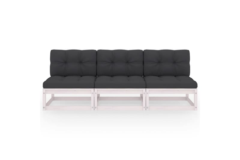 3-personers sofa med hynder massivt fyrretræ - Hvid - Havemøbler - Loungemøbler - Loungesofaer