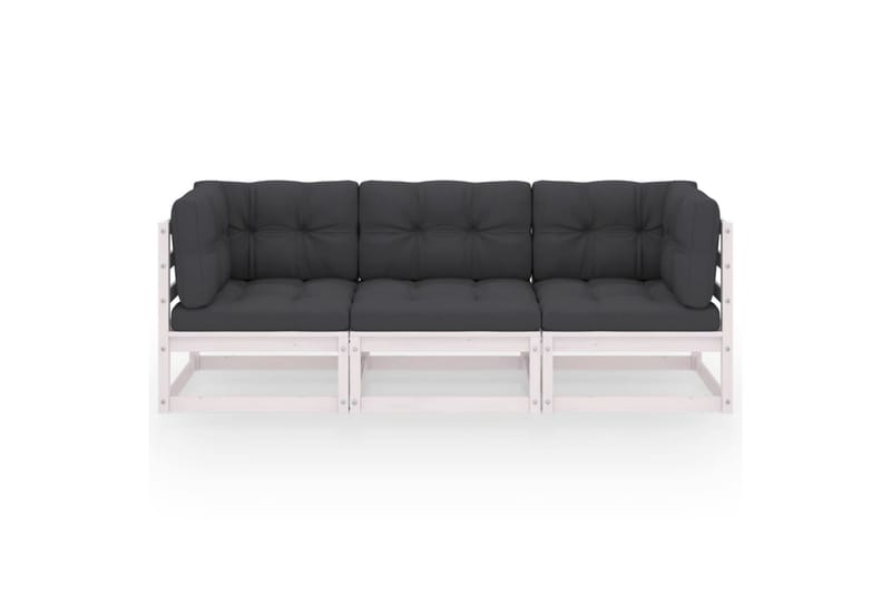 3-personers sofa med hynder massivt fyrretræ - Hvid - Loungesofaer - Havesofaer & bænke