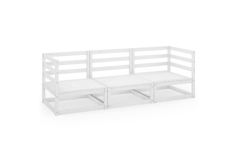 3-personers havesofa massivt fyrretræ hvid - Hvid - Havemøbler - Loungemøbler - Loungesofaer