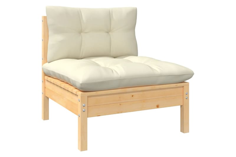 3-personers havesofa med cremefarvede hynder massivt fyrretr - Creme - Havemøbler - Loungemøbler - Loungesofaer