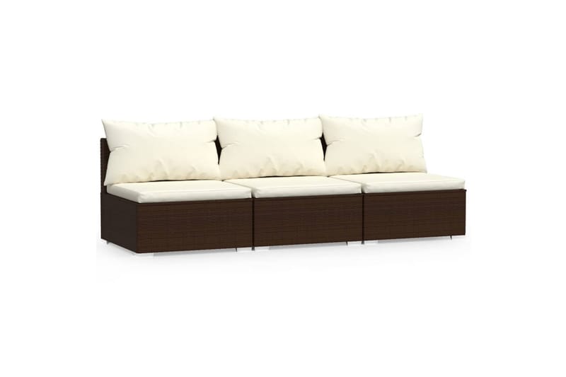 3-personers sofa med hynder polyrattan brun - Brun - Havemøbler - Loungemøbler - Loungesofaer
