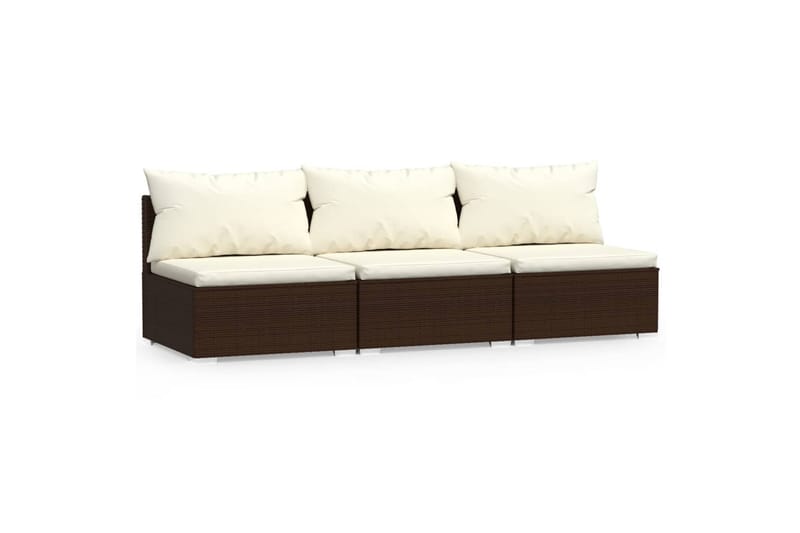 3-personers sofa med hynder polyrattan brun - Brun - Loungesofaer - Havesofaer & bænke