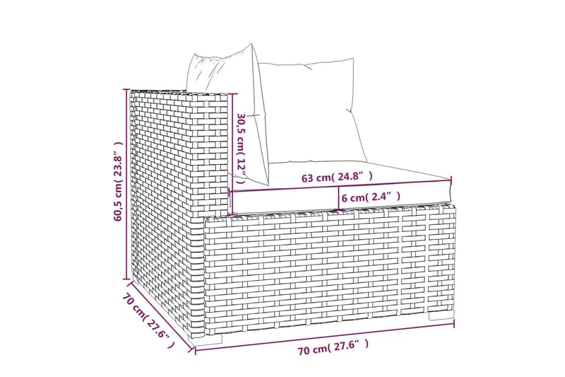 3-personers sofa med hynder polyrattan sort - Sort - Loungesofaer - Havesofaer & bænke