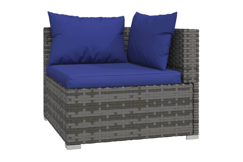 3-personers sofa med hynder polyrattan grå - Grå - Havemøbler - Loungemøbler - Loungesofaer