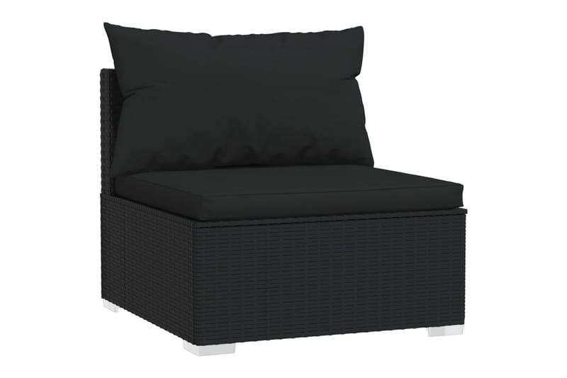 3-personers sofa med hynder polyrattan sort - Sort - Loungesofaer - Havesofaer & bænke