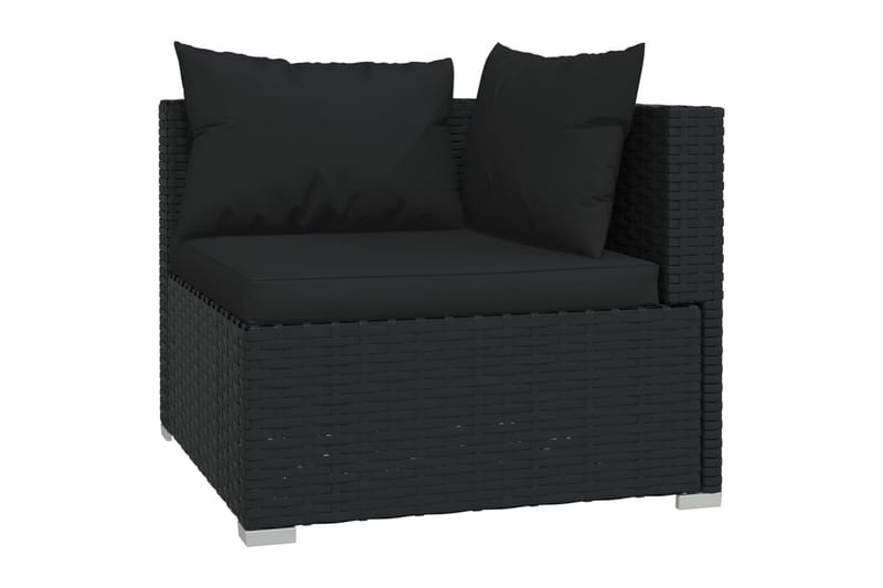 3-personers sofa med hynder polyrattan sort - Sort - Havemøbler - Loungemøbler - Loungesofaer