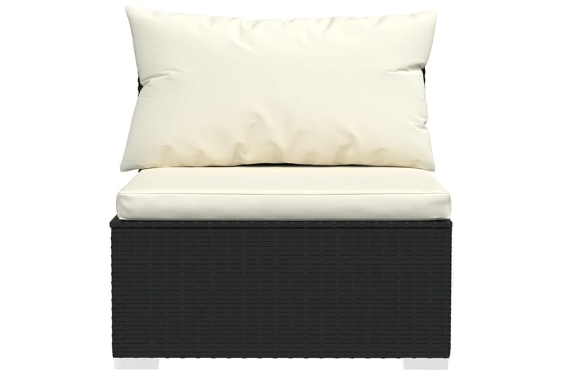 3-personers sofa med hynder polyrattan sort - Sort - Havemøbler - Loungemøbler - Loungesofaer