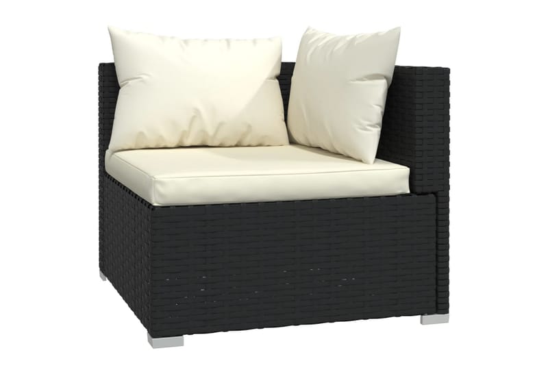 3-personers sofa med hynder polyrattan sort - Sort - Havemøbler - Loungemøbler - Loungesofaer