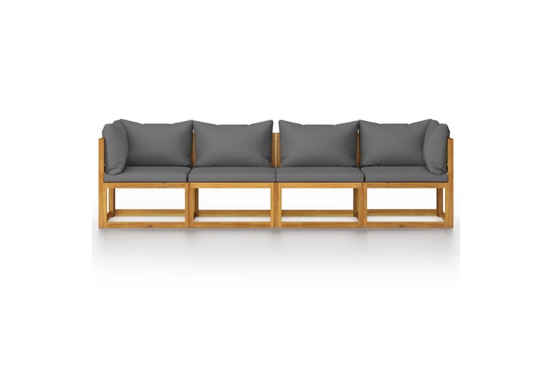 4-personers havesofa med hynde massivt akacietræ - Grå - Havemøbler - Loungemøbler - Loungesofaer