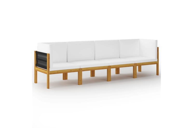4-personers havesofa med hynde massivt akacietræ - Brun - Havemøbler - Loungemøbler - Loungesofaer