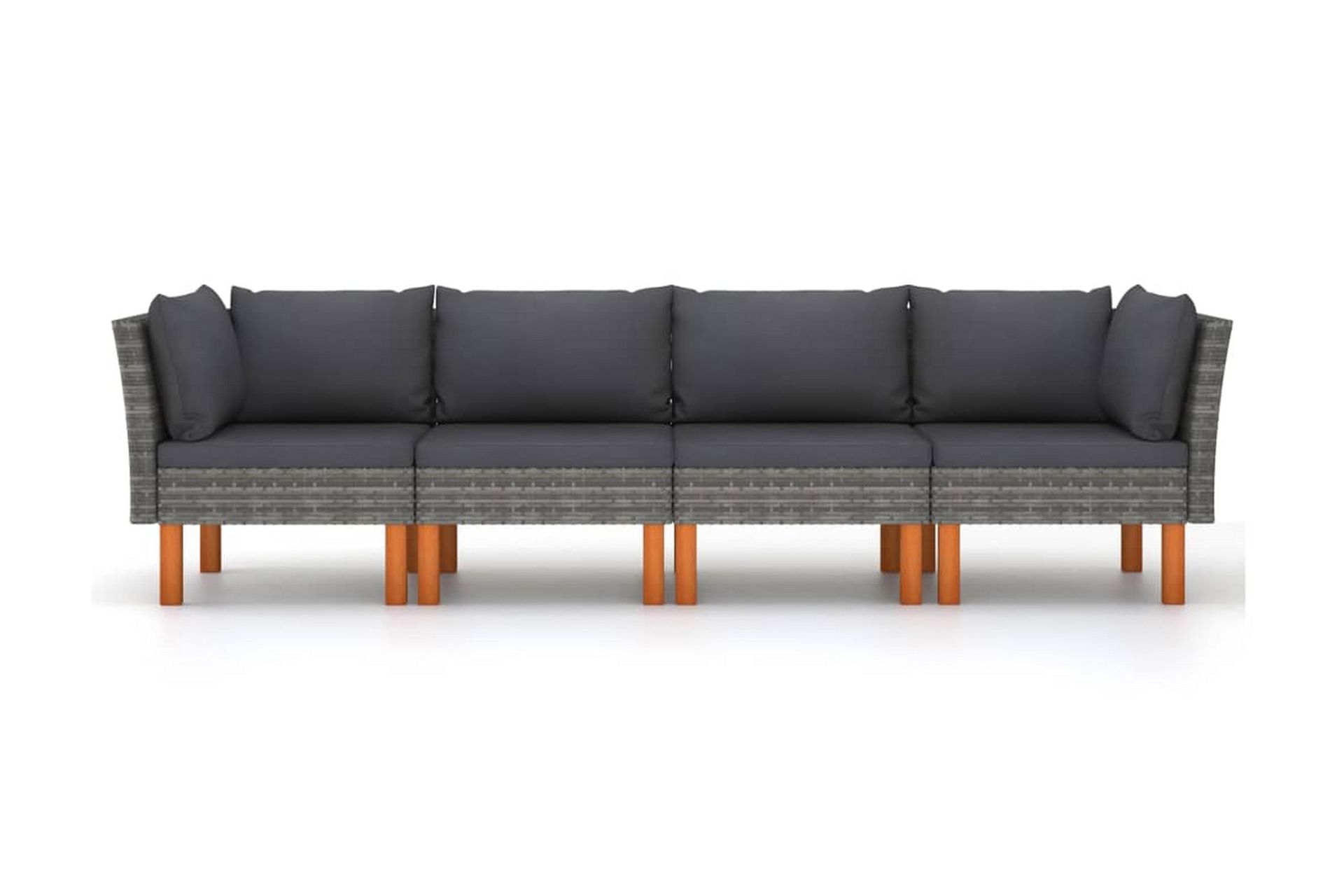 4-personers havesofa med hynder polyrattan grå - Grå - Havemøbler - Loungemøbler - Loungesofaer